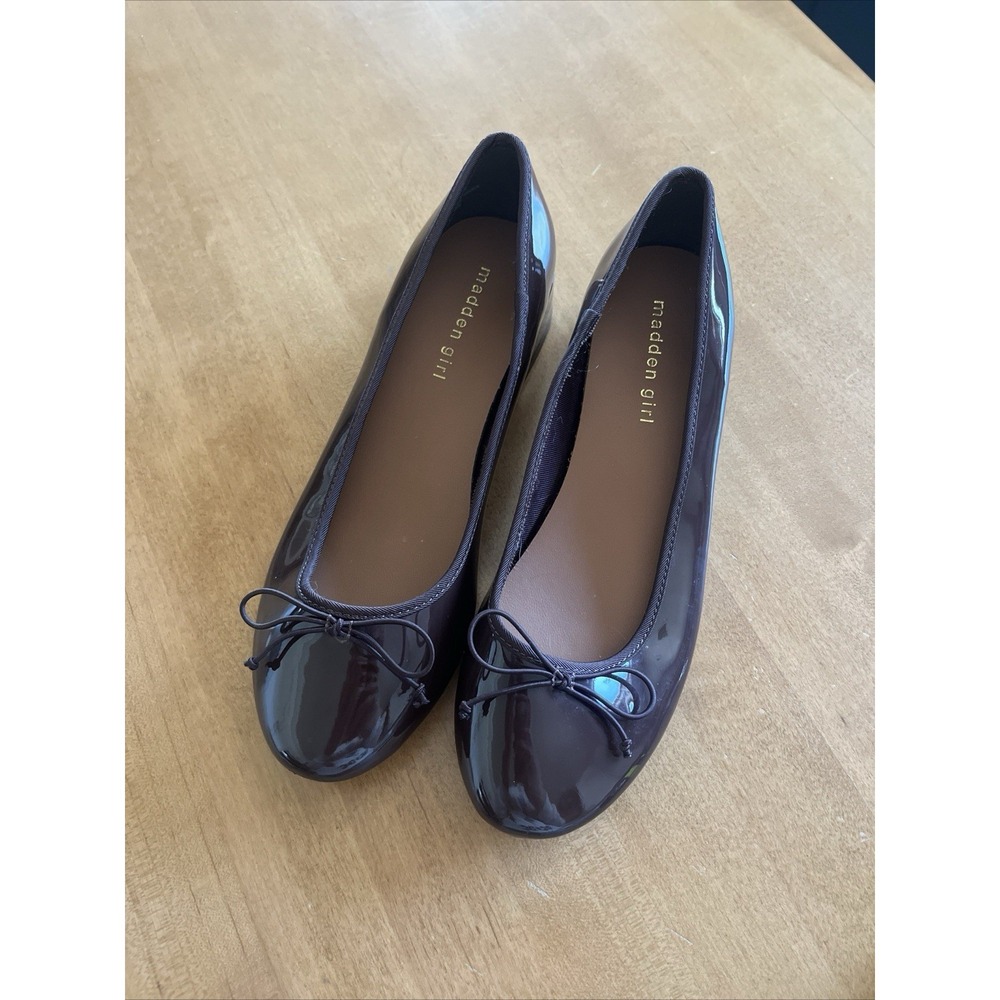 Madden Girl Patent Leather Ballet Flats Heal Chocolate Brown Women's US 8